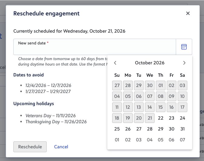 Reschedule an engagement